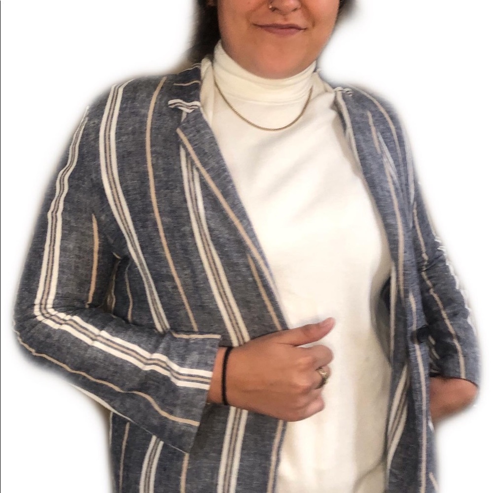 Abound Stripped Linen Blazer